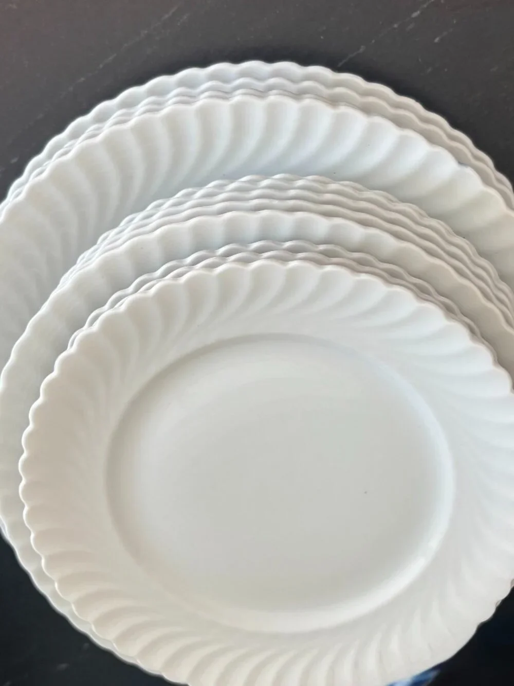 Bread Plates Nicole by Kaiser, W. Germany Set of 4 White Swirl Discontinued VTG